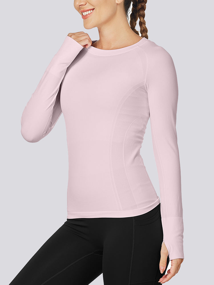 MathCat Quick Dry Gym Athletic Long Sleeve Workout Shirts for Women Purple