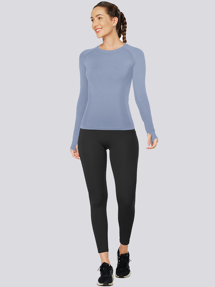 MathCat Quick Dry Gym Athletic Long Sleeve Workout Shirts Greyblue