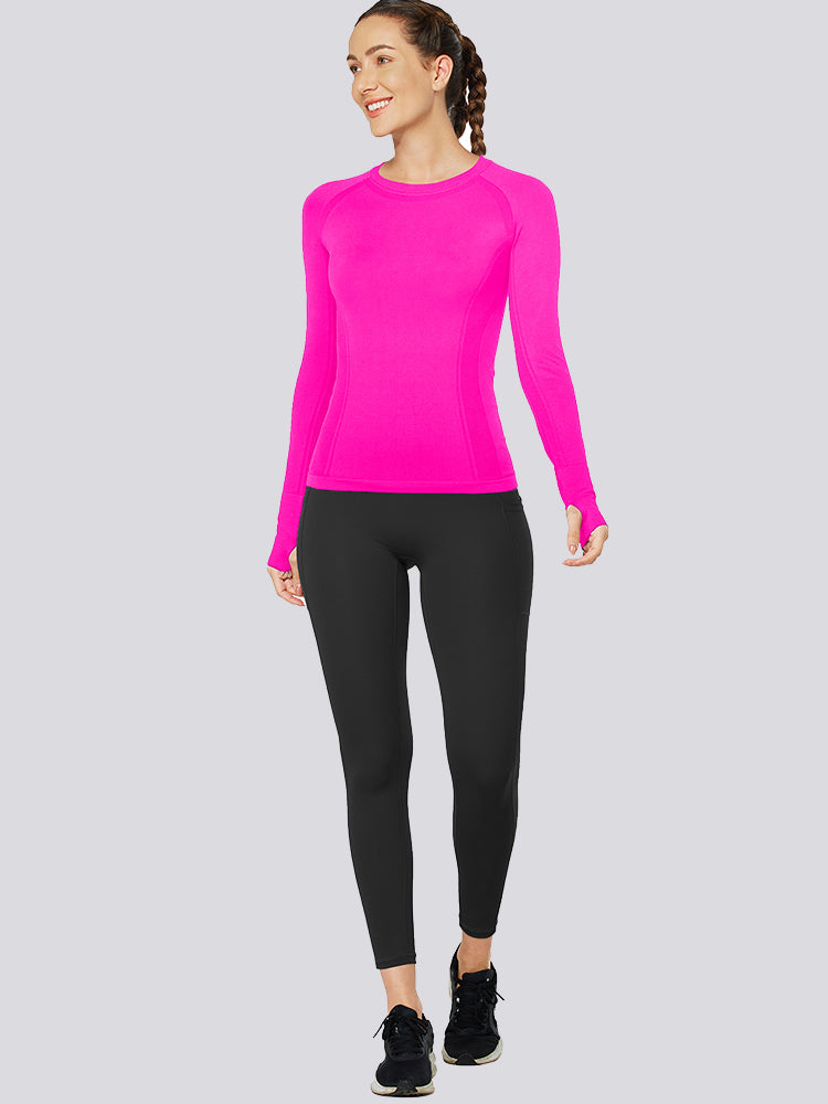 MathCat Quick Dry Gym Athletic Long Sleeve Workout Shirts Rose Red