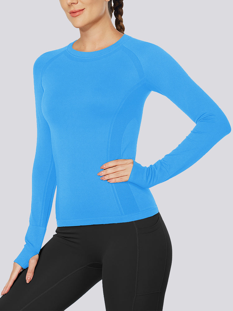 MathCat Quick Dry Gym Athletic Long Sleeve Workout Shirts Blue02