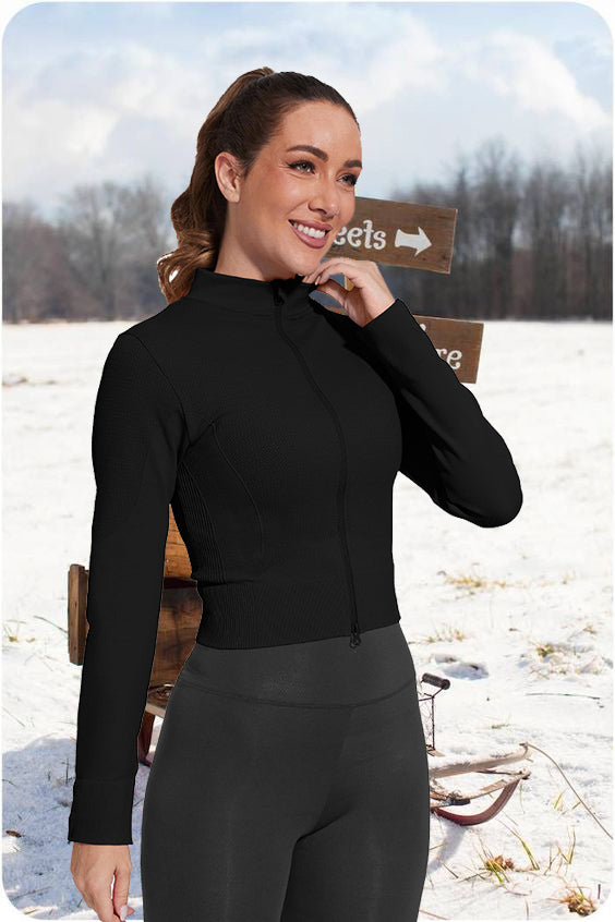 MATHCAT Winter Seamless Workout Slim Fit Cropped Athletic Jackets
