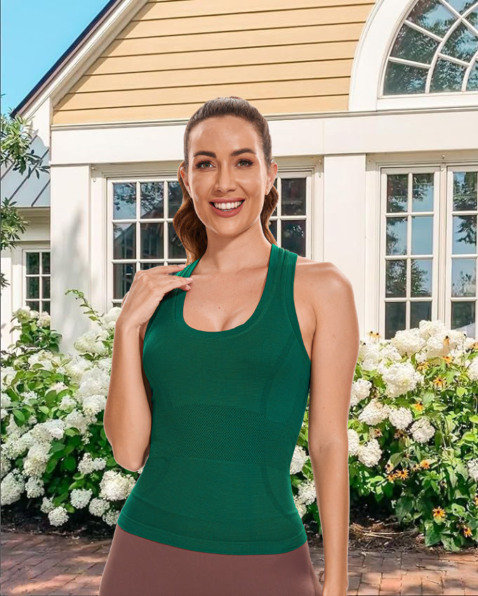 MathCat Racerback Athletic Yoga Workout Tank Top Azuregreen