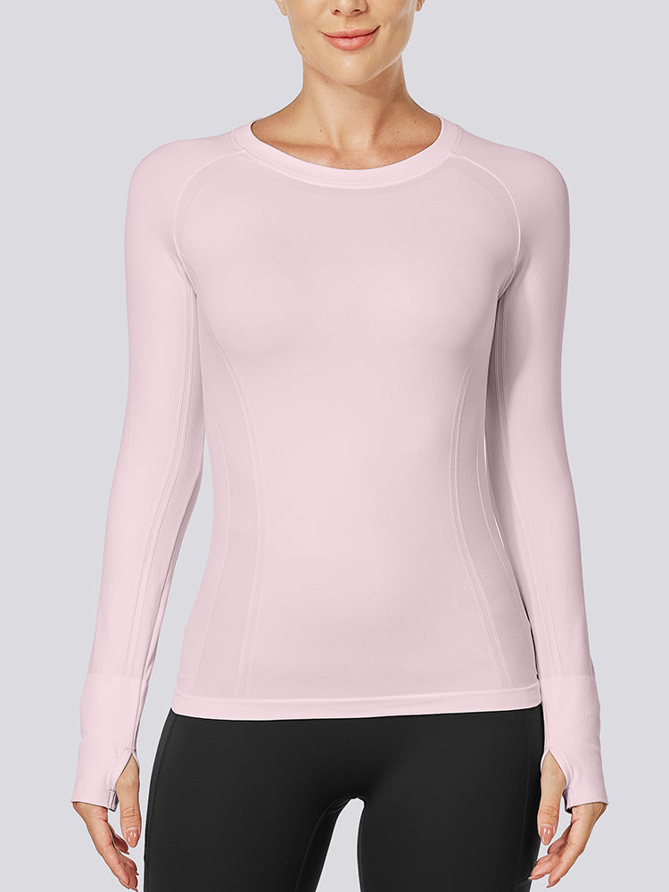 MathCat Quick Dry Gym Athletic Long Sleeve Workout Shirts for Women Purple
