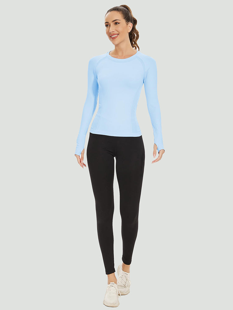 Mathcat Quick Dry Top Athletic Long Sleeve Workout Shirt Light Blue