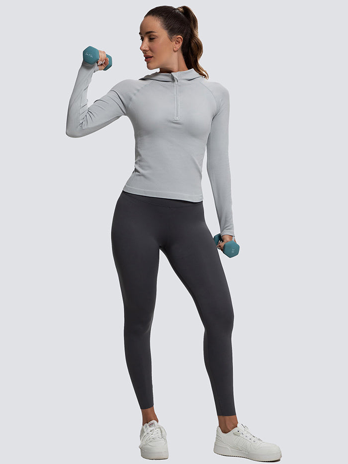 MathCat Long Sleeve Workout Zip Pullover Sweatshirt Hoodie with Thumb Hole