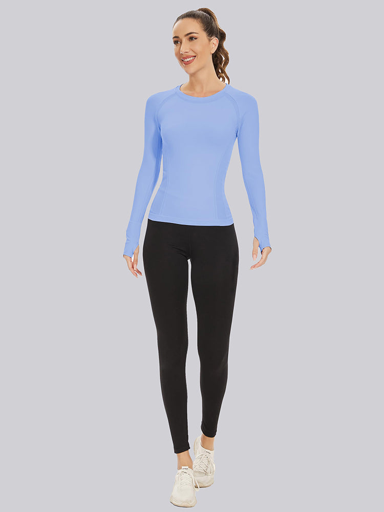 MathCat Quick Dry Gym Athletic Long Sleeve Workout Shirts Bluish Violet