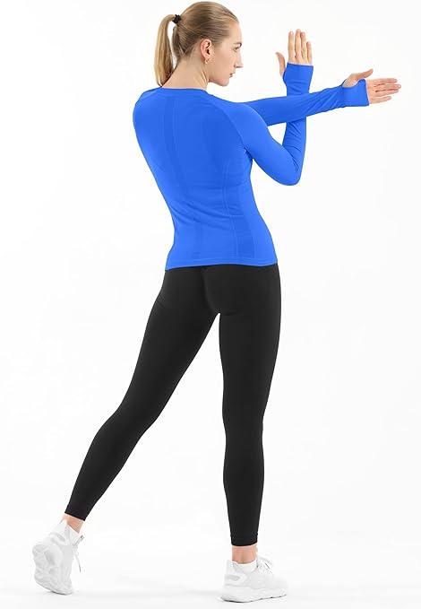 MathCat Quick Dry Gym Athletic Long Sleeve Workout Shirts Blue03