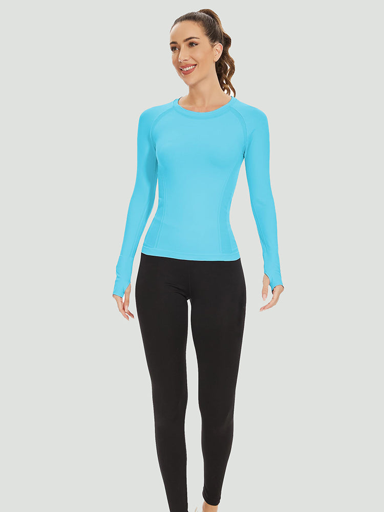 MathCat Quick Dry Gym Athletic Long Sleeve Workout Shirts Macaronblue