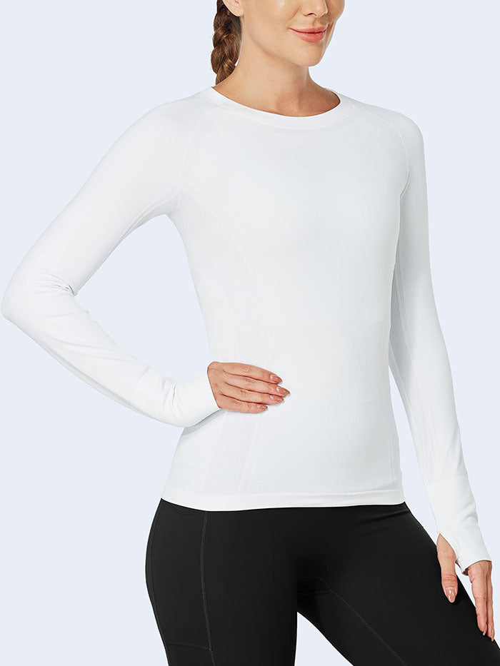 MATHCAT Women Long Sleeve Running Shirt Breathable Quick Dry High Stretch Athletic Workout Shirts