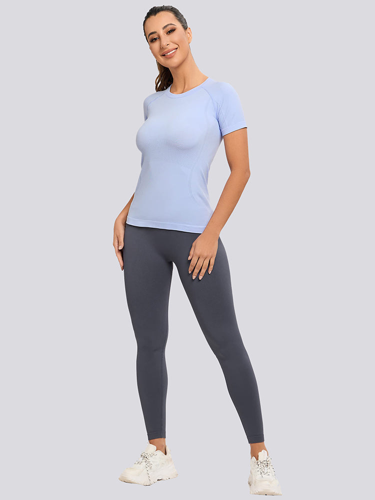 Mathcat Soft Seamless Gym Short Sleeve T-Shirt Skyblue