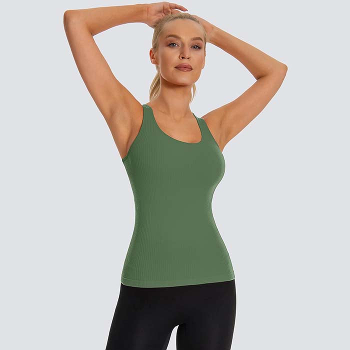 MathCat Tank Tops with Built in Bras, Sleeveless Workout Running Tops Racerback Yoga Shirts