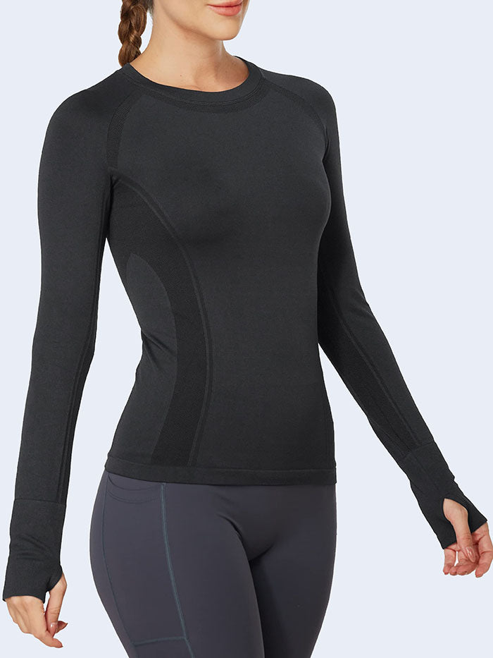 MATHCAT Women Long Sleeve Running Shirt Breathable Quick Dry High Stretch Athletic Workout Shirts