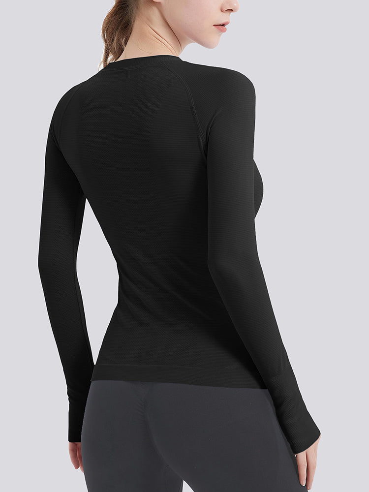 MathCat Athletic Long Sleeve Workout Shirts for Women Black