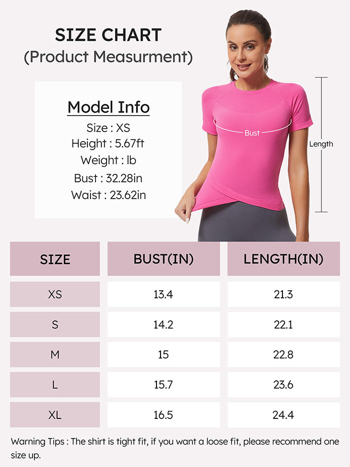 MathCat Slim Cross Hem Compression Workout T-shirt Peach Pink