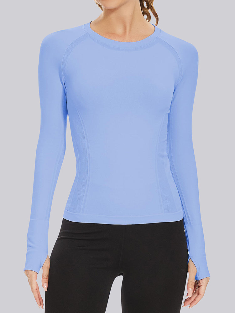 MathCat Quick Dry Gym Athletic Long Sleeve Workout Shirts Bluish Violet