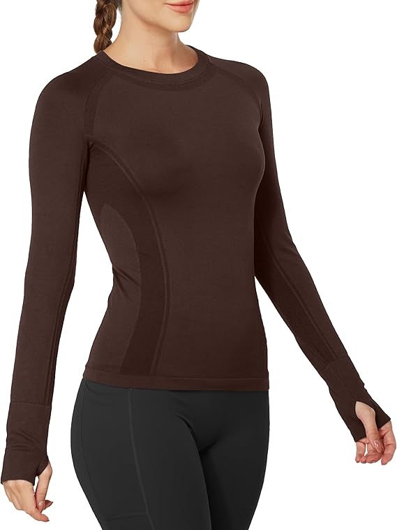 MATHCAT Women Long Sleeve Running Shirt Breathable Quick Dry High Stretch Athletic Workout Shirts
