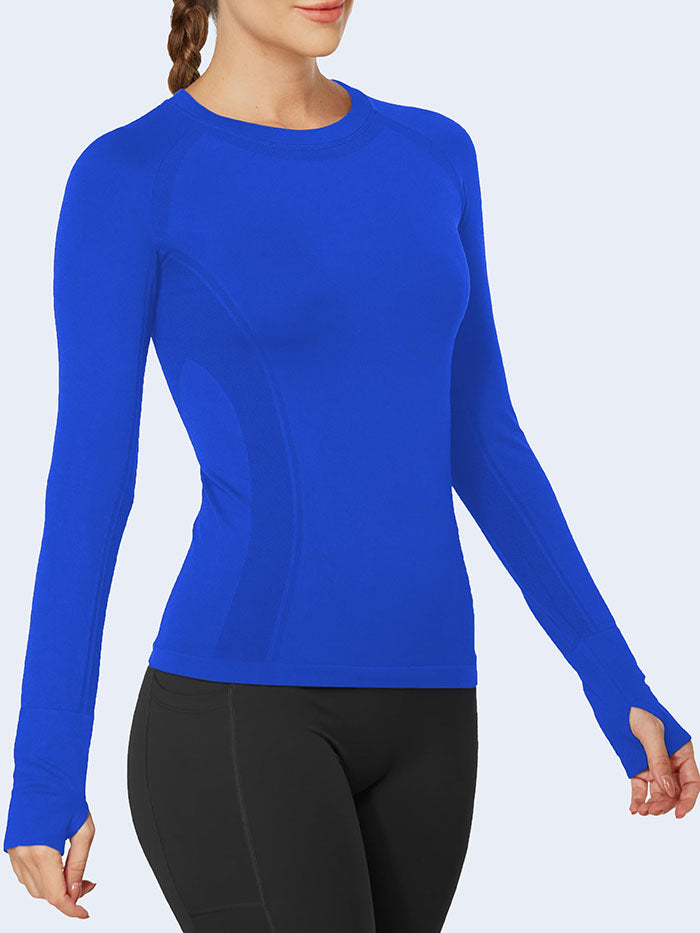 MATHCAT Women Long Sleeve Running Shirt Breathable Quick Dry High Stretch Athletic Workout Shirts