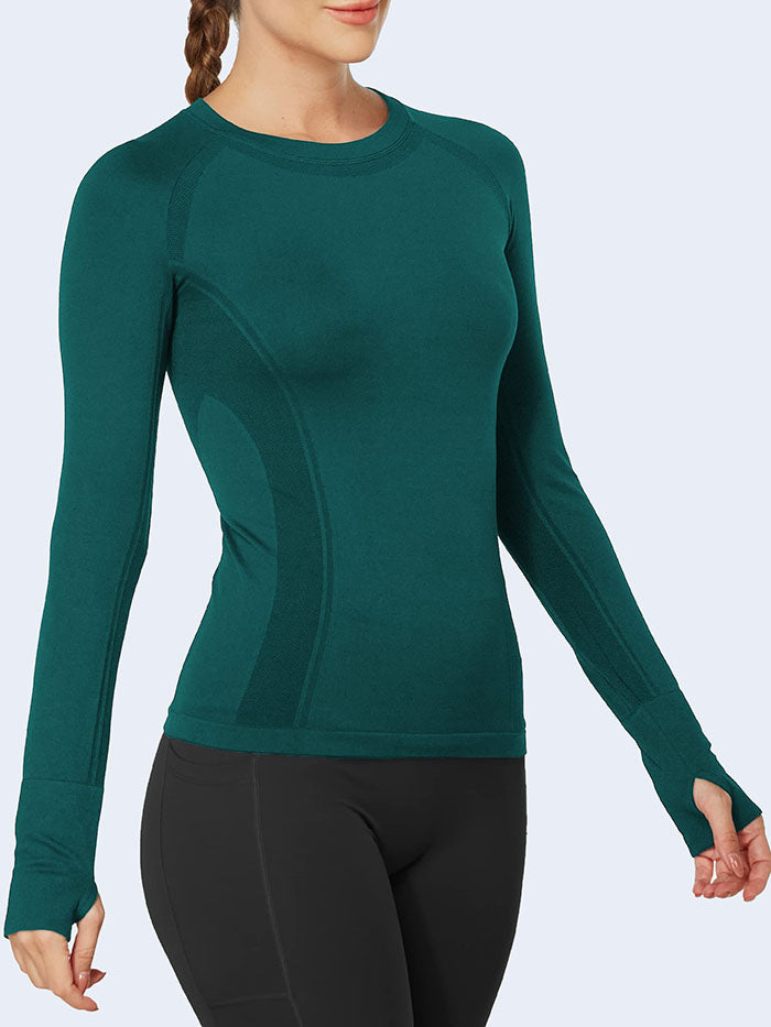 MATHCAT Women Long Sleeve Running Shirt Breathable Quick Dry High Stretch Athletic Workout Shirts