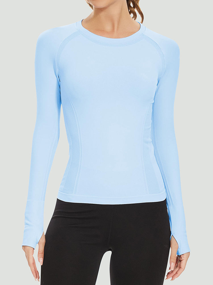 Mathcat Quick Dry Top Athletic Long Sleeve Workout Shirt Light Blue