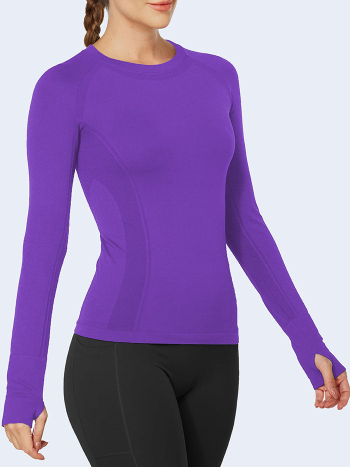 MATHCAT Women Long Sleeve Running Shirt Breathable Quick Dry High Stretch Athletic Workout Shirts