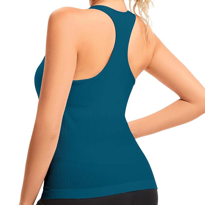 MathCat Seamless Workout Tops for Women with Built in Bra Athletic Tank Tops Yoga Runnning Workout Shirts Slim Fit