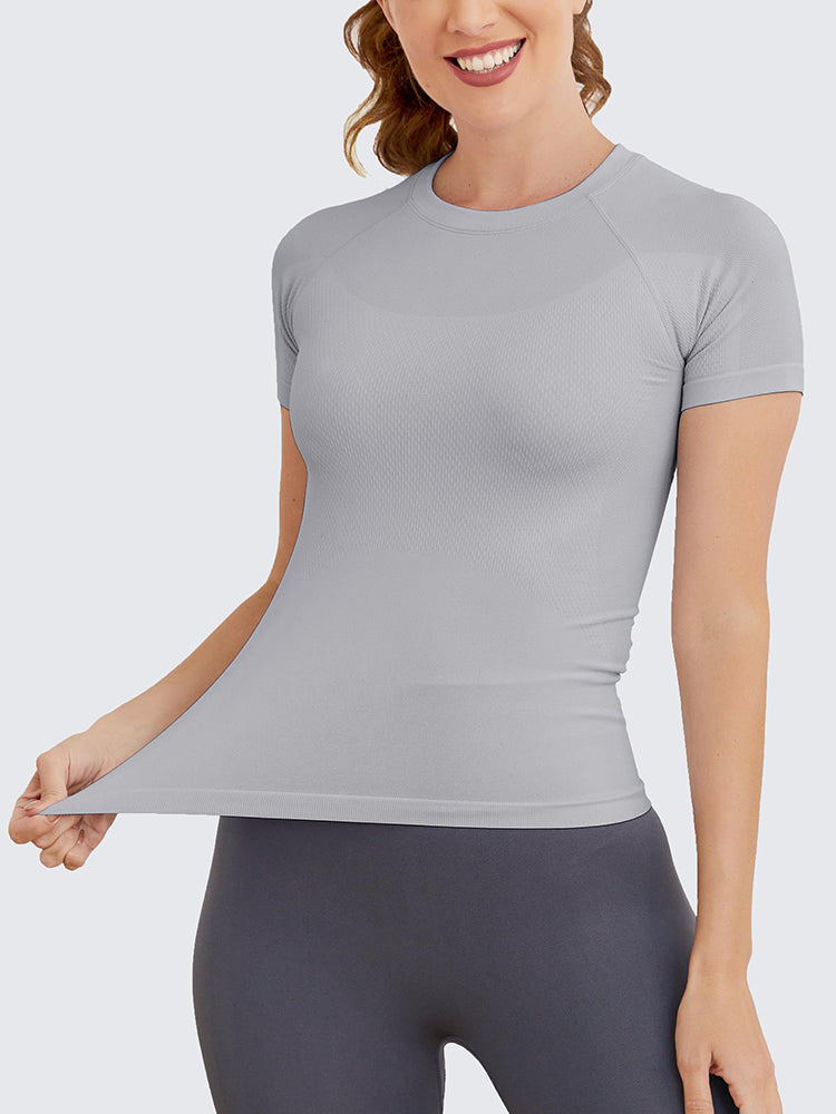 MathCat Seamless Soft Workout Tops T-shirt Grey