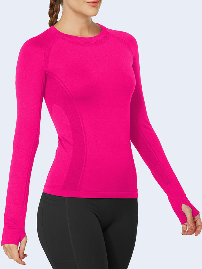 MATHCAT Women Long Sleeve Running Shirt Breathable Quick Dry High Stretch Athletic Workout Shirts