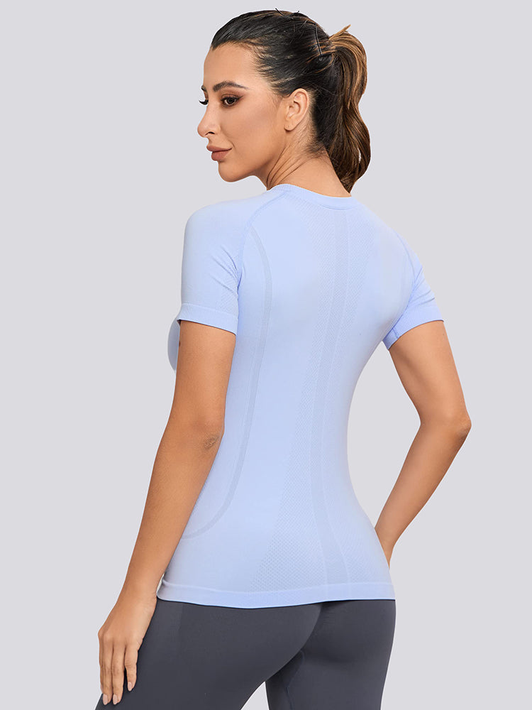 Mathcat Soft Seamless Gym Short Sleeve T-Shirt Skyblue