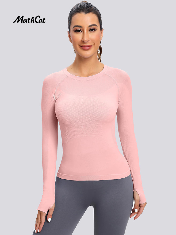 Wholesale Sportswear in Bulk MATHCAT Seamless Long Sleeve Women Workout Shirts