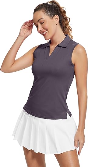 MathCat Women's Sleeveless Golf Shirt - UPF 50+Quick-Dry & Lightweight Polo for Multi-Sport