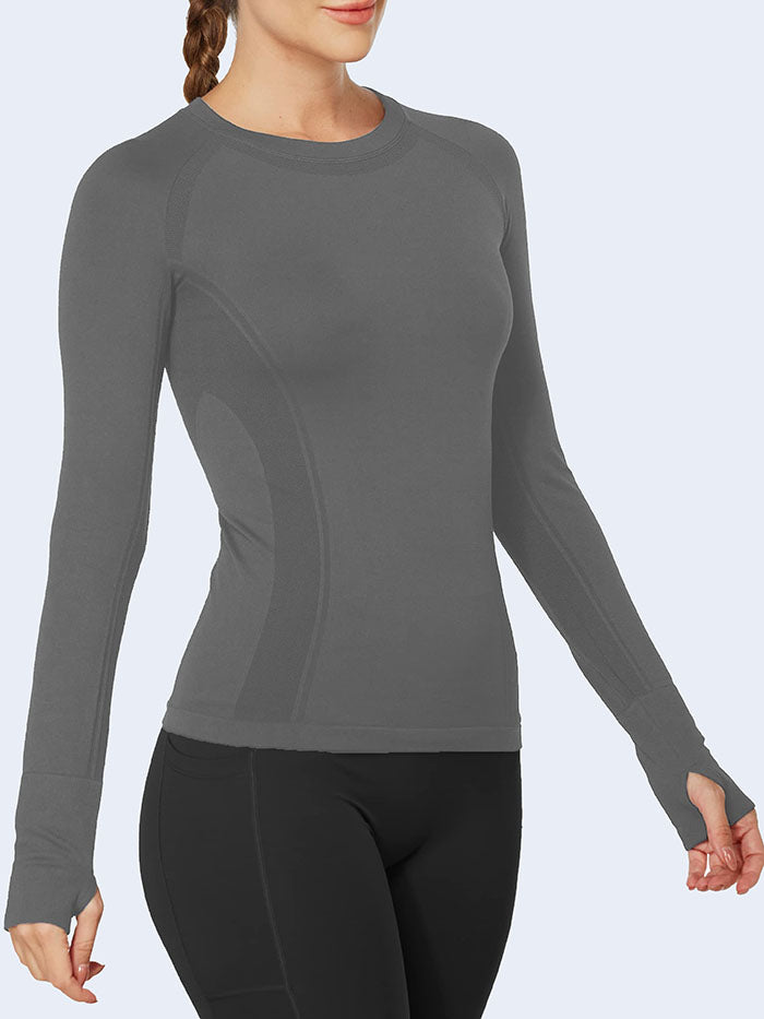 MATHCAT Women Long Sleeve Running Shirt Breathable Quick Dry High Stretch Athletic Workout Shirts