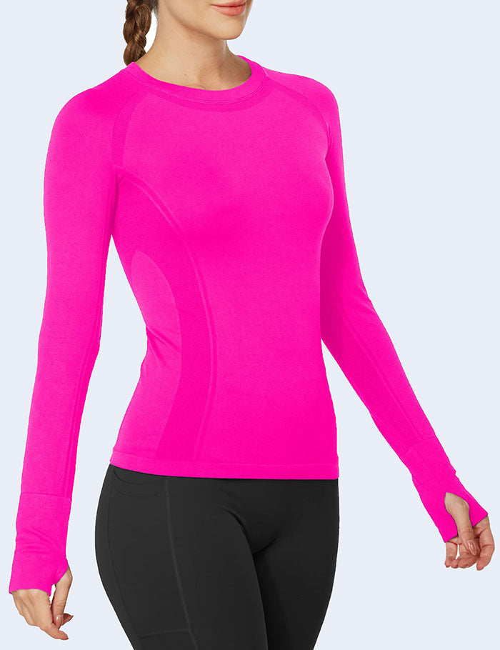 MATHCAT Women Long Sleeve Running Shirt Breathable Quick Dry High Stretch Athletic Workout Shirts