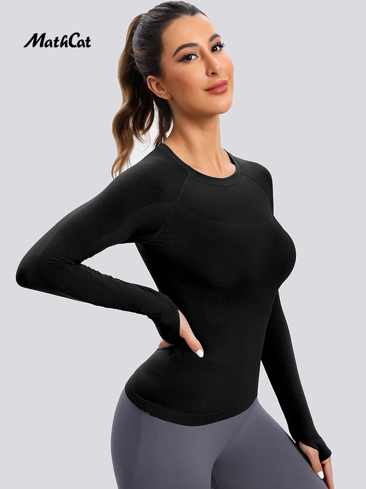 Wholesale Sportswear in Bulk MATHCAT Seamless Long Sleeve Women Workout Shirts