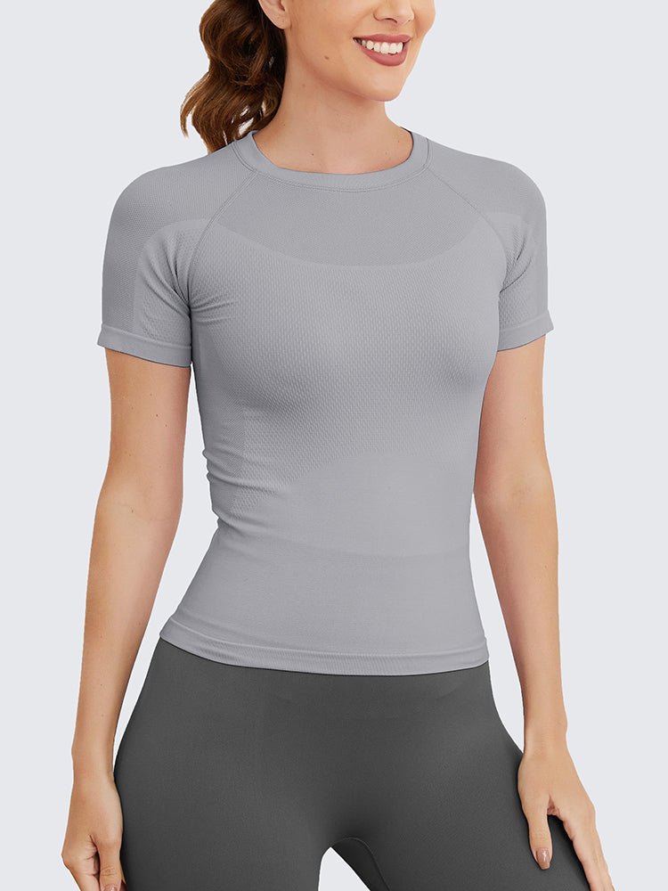 MathCat Seamless Soft Workout Tops T-shirt Grey