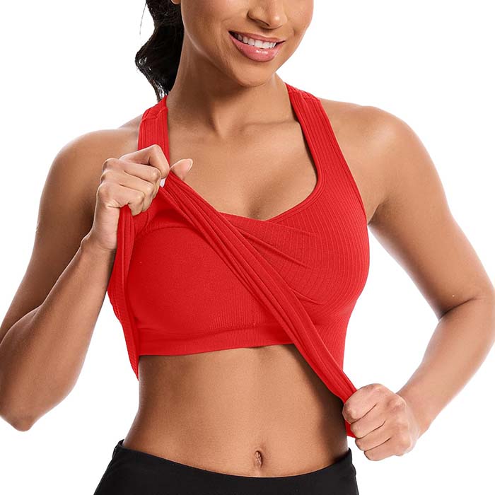 MathCat Women's Slight V-Neck Racerback Workout Tank Top with Built-in Bra