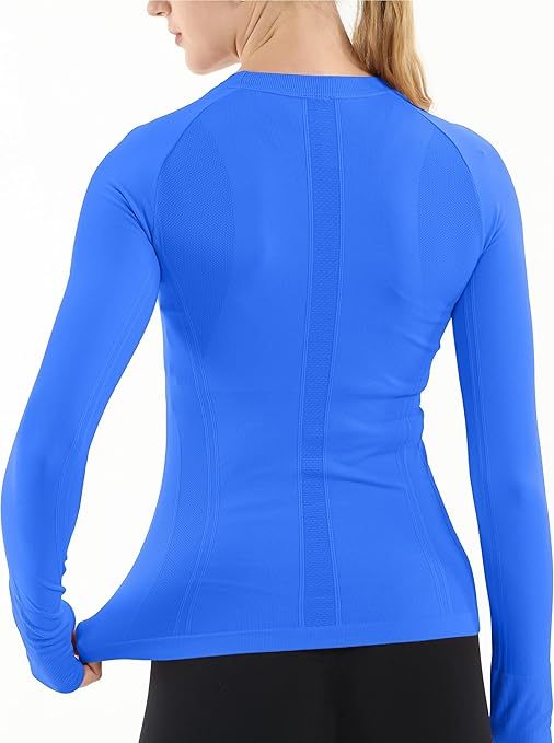 MathCat Quick Dry Gym Athletic Long Sleeve Workout Shirts Blue03