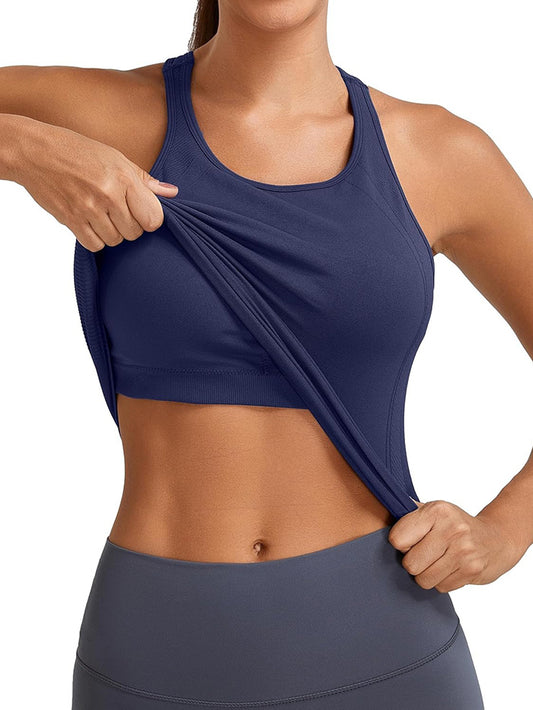 MATHCAT Workout Tank Tops for Women Seamless Racerback Shirts with Built in Bra Gym Running Athletic Yoga Tops