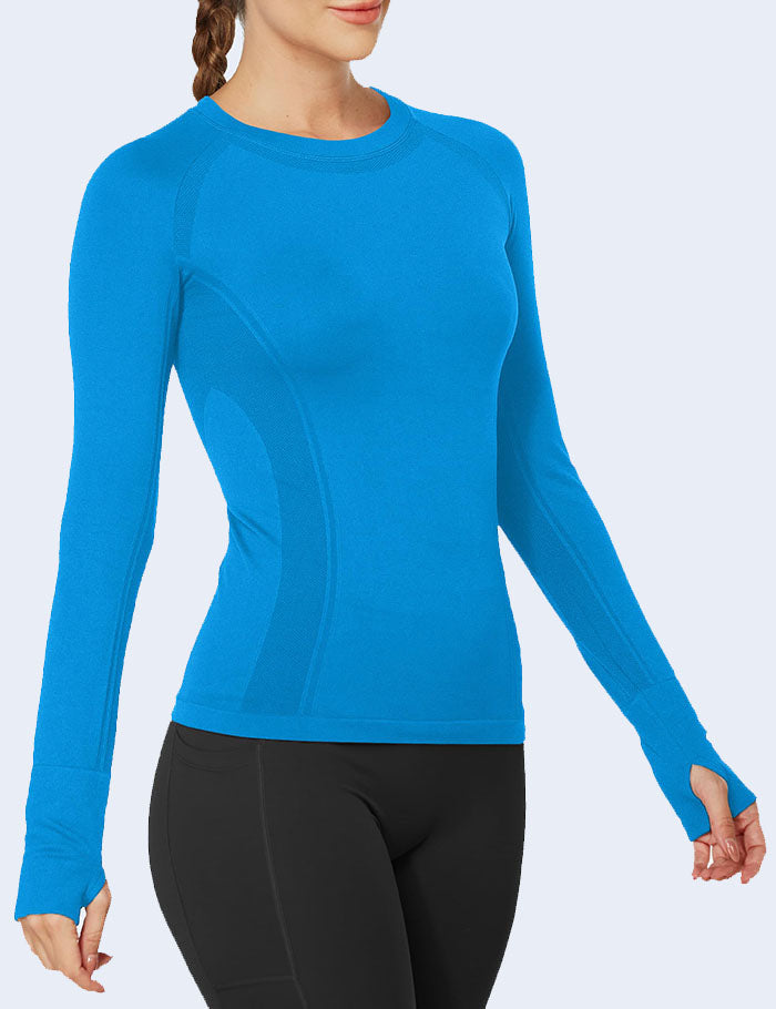 MATHCAT Women Long Sleeve Running Shirt Breathable Quick Dry High Stretch Athletic Workout Shirts
