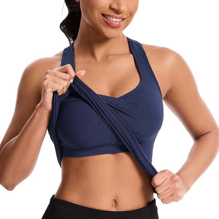 MathCat Women's Slight V-Neck Racerback Workout Tank Top with Built-in Bra