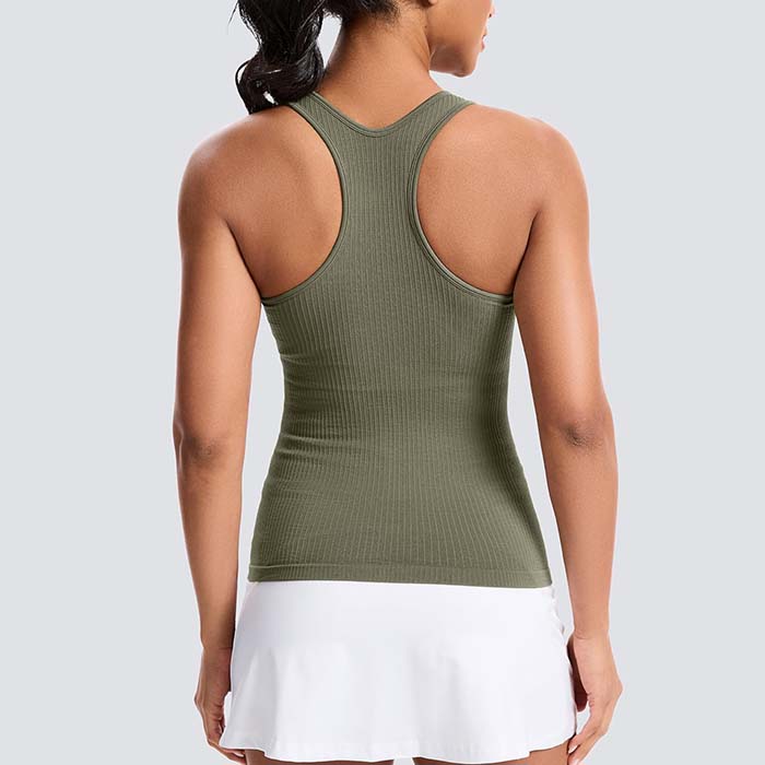 MathCat Women's Slight V-Neck Racerback Workout Tank Top with Built-in Bra