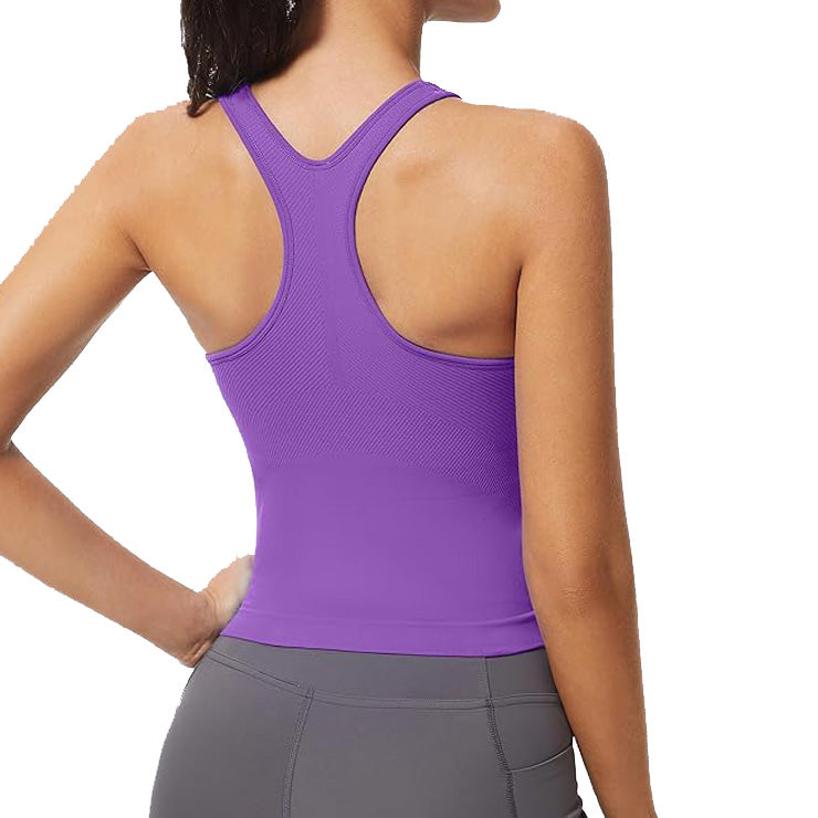 MATHCAT Ribbed Racerback Crop Workout Tank Top for Women with Built-in Bra