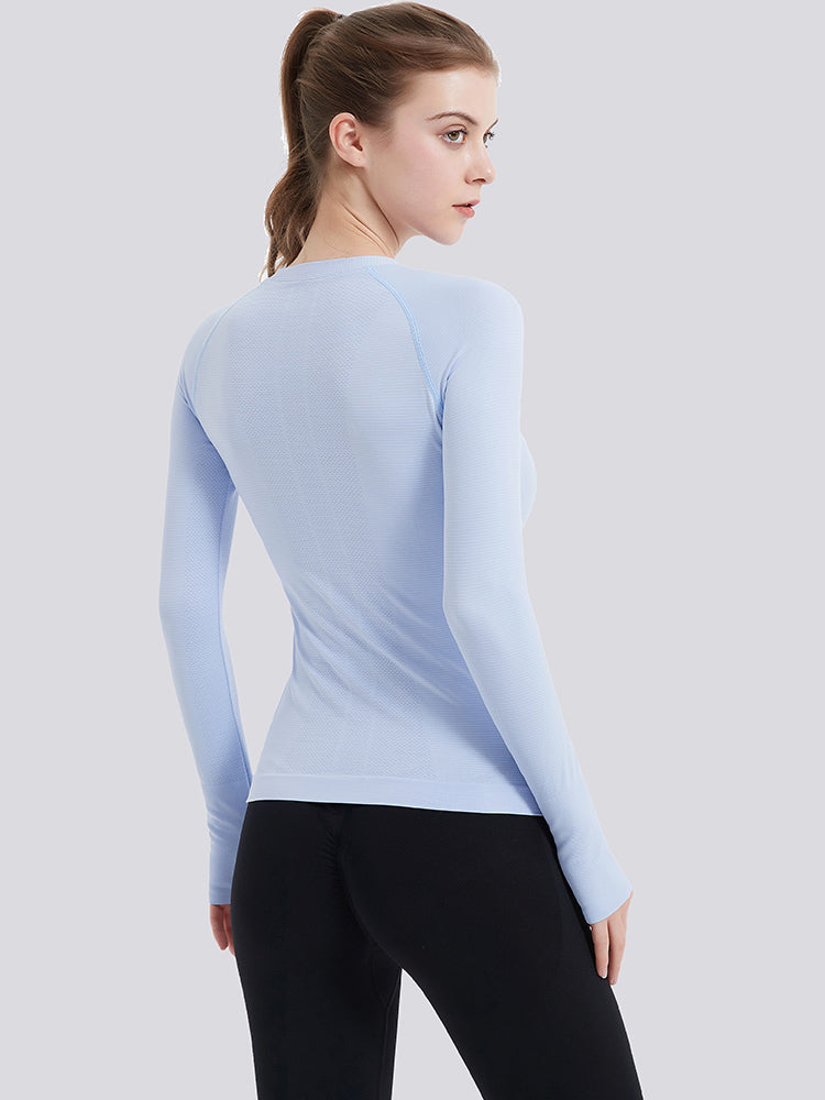 MathCat Athletic Long Sleeve Workout Shirts for Women Skyblue