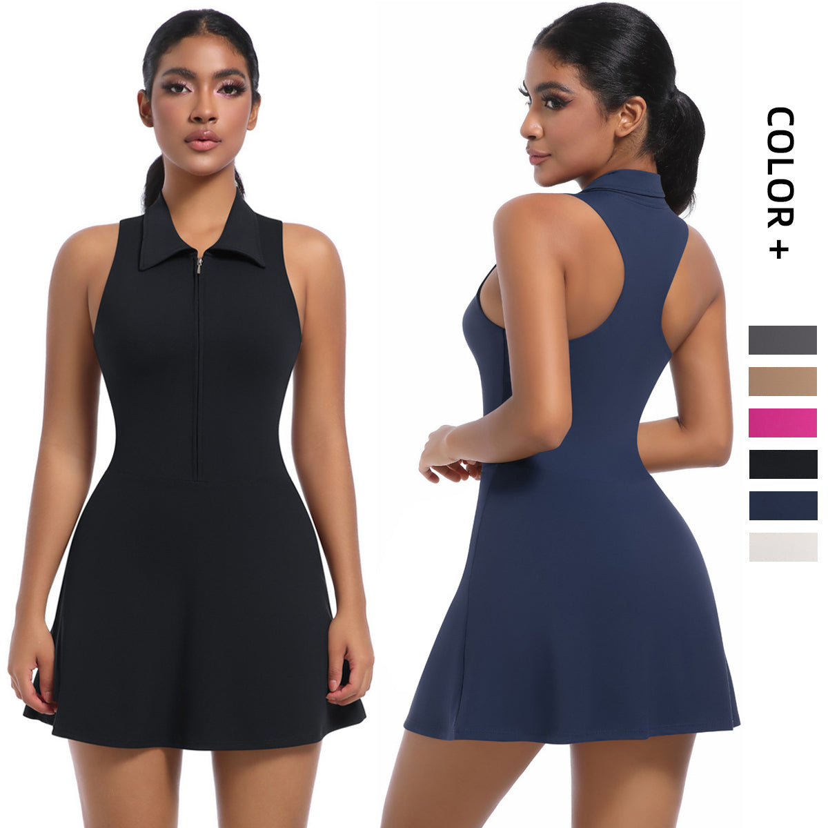 Sleeveless Workout Tennis Dresses Built in Bra and Shorts for Tennis and Golf dress