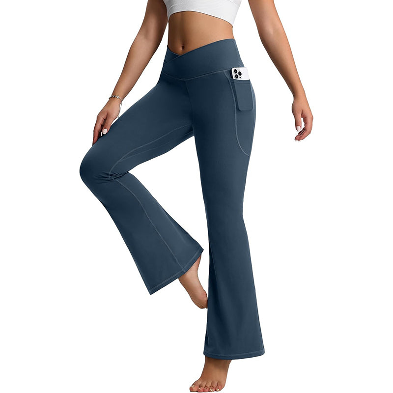 MATHCAT Flare Leggings for Women with Pockets, Crossover High Waisted Bootcut Black Flared Pants for Yoga Workout Gym