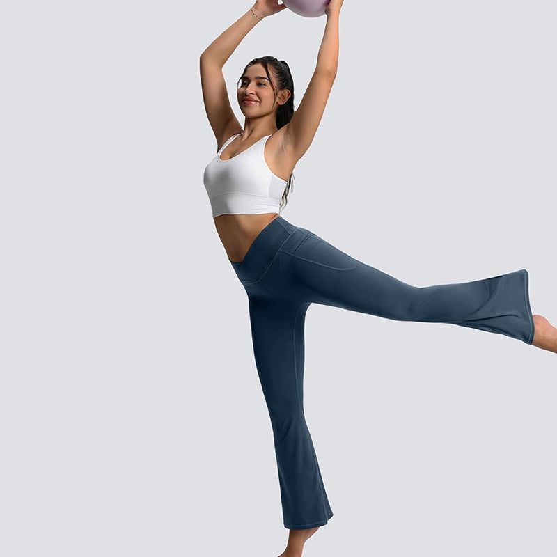 MATHCAT Flare Leggings for Women with Pockets, Crossover High Waisted Bootcut Black Flared Pants for Yoga Workout Gym