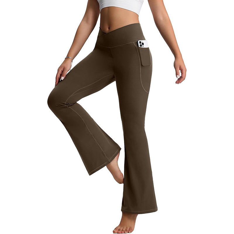 MATHCAT Flare Leggings for Women with Pockets, Crossover High Waisted Bootcut Black Flared Pants for Yoga Workout Gym