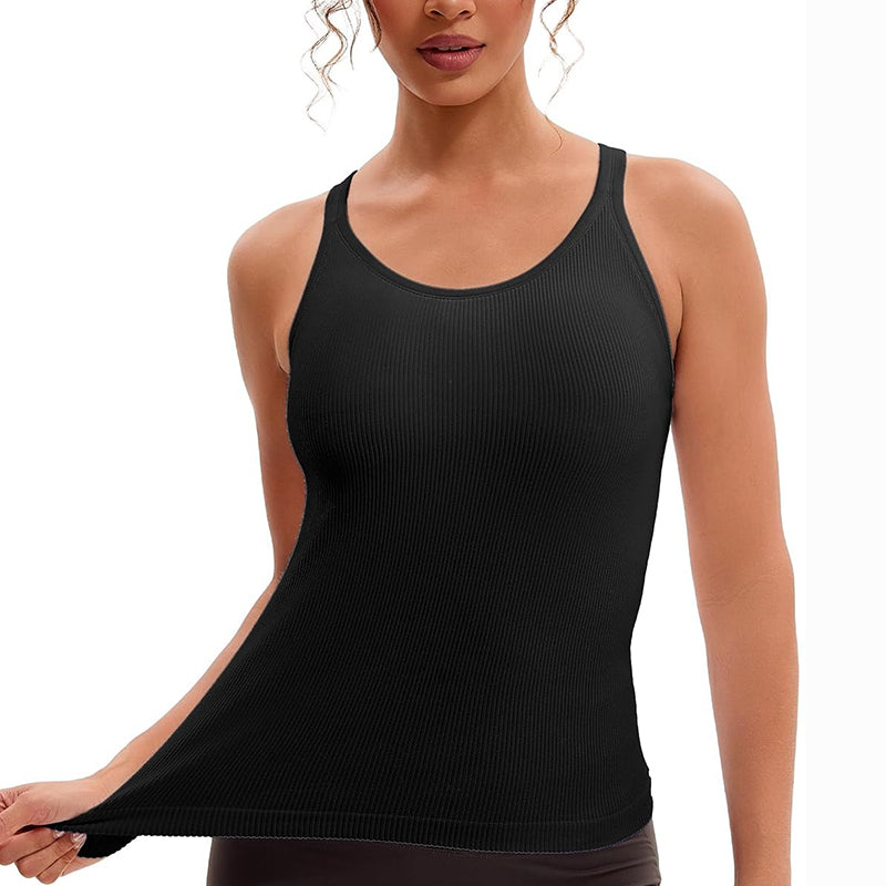 MATHCAT Racerback Workout Tank Tops for Women with Built in Bra, Sleeveless Camisole Tops Seamless Gym Athletic Yoga Shirts