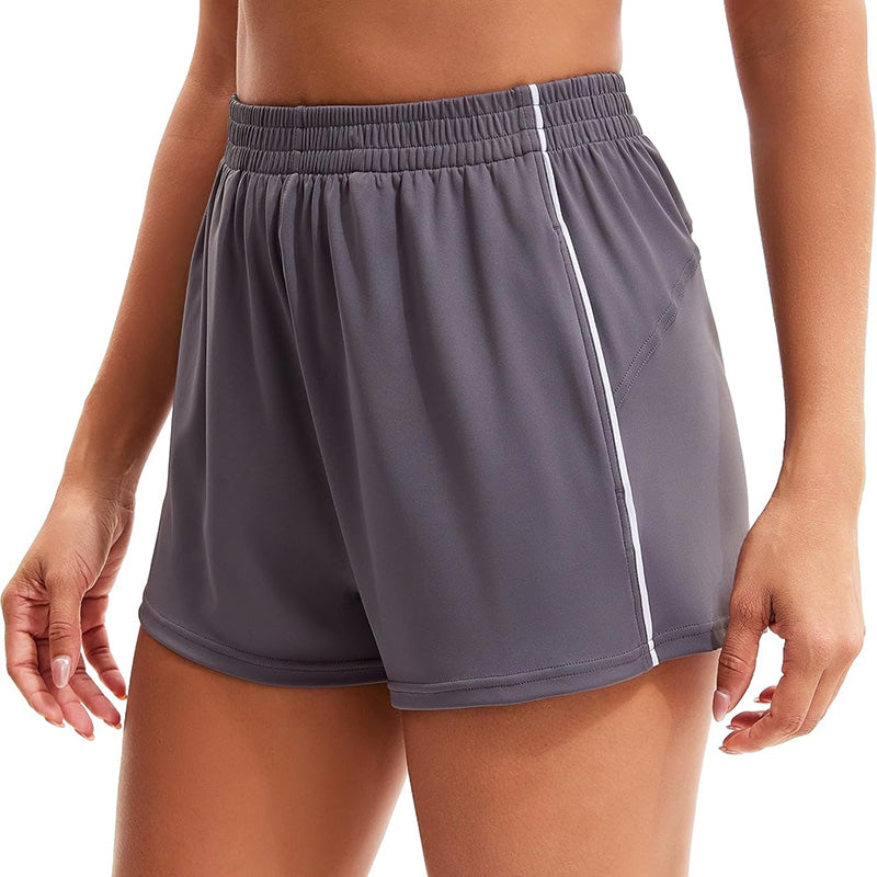 MATHCAT Womens Workout Shorts, Elastic High Waist Athletic Shorts with Pockets Stretchy Active Shorts for Running Sports