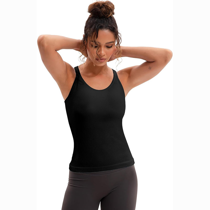 MATHCAT Racerback Workout Tank Tops for Women with Built in Bra, Sleeveless Camisole Tops Seamless Gym Athletic Yoga Shirts