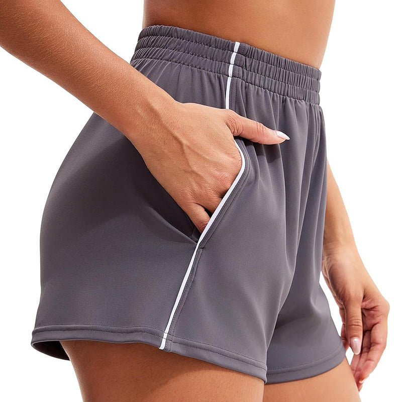 MATHCAT Womens Workout Shorts, Elastic High Waist Athletic Shorts with Pockets Stretchy Active Shorts for Running Sports
